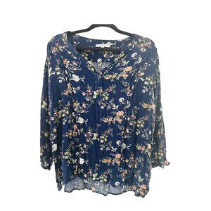 2x Monday Fun Kearney Henley Blouse, Navy Blue